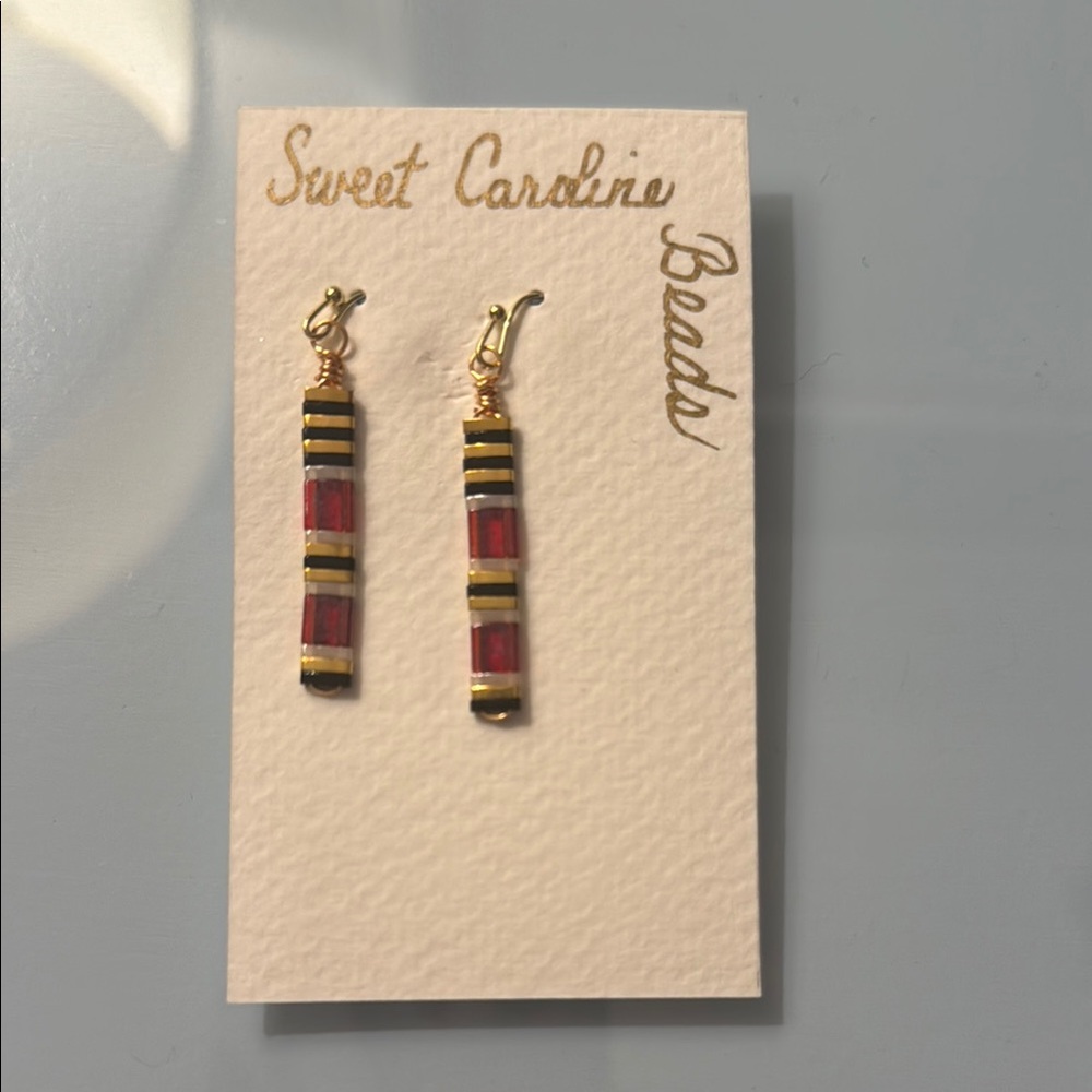 Sweet Caroline Beads Red and Gold Earrings
